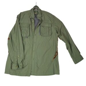 Habit Men's Button Up Shirt‎ Medium Adult Green Long Sleeve Vented Fishing